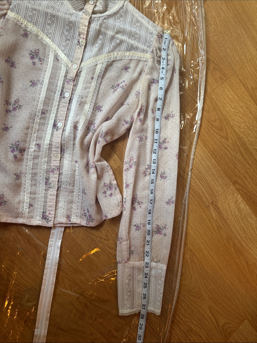 RARE 1981 Gunne Sax Sheer skirt top set cottagecore floral Two-Piece bridal prom - Picture 11 of 16
